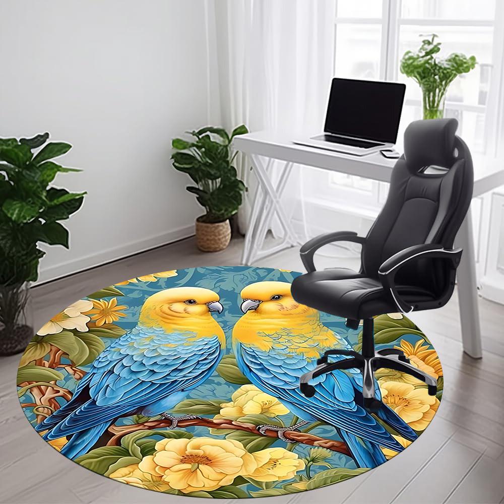 1PC Parrot Floral Office Round Area Rug, Indoor Mat Suitable For Office, Under Office Chairs Bedroom Living Room Home Decor, Room DecoT1223063