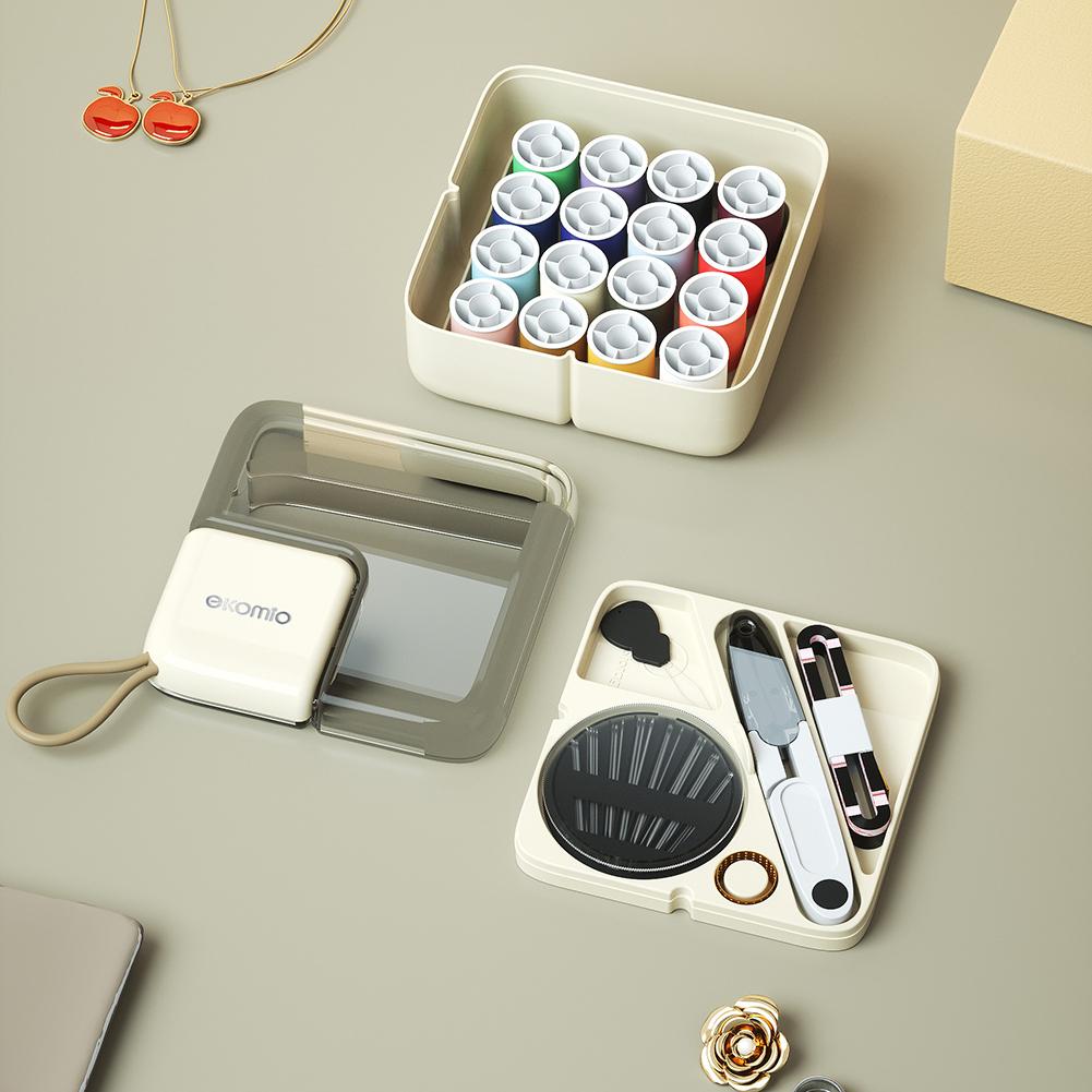 Mini Travel Sew Kits With Storage Box Sewing Thread Needle Threader Scissors Set Multi Compartments Design Sewing Kit