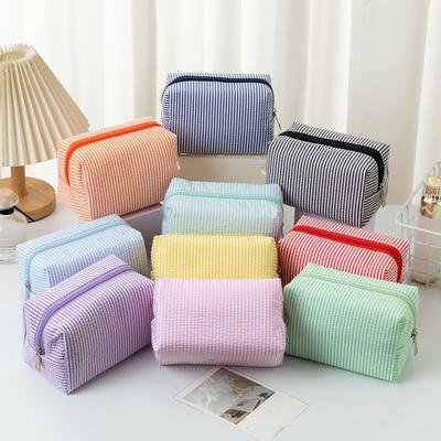 New Fashion Striped Women Cosmetic Bag Portable Zipper Makeup Travel Organizer Female Handbag Toiletry Pouch For Girls