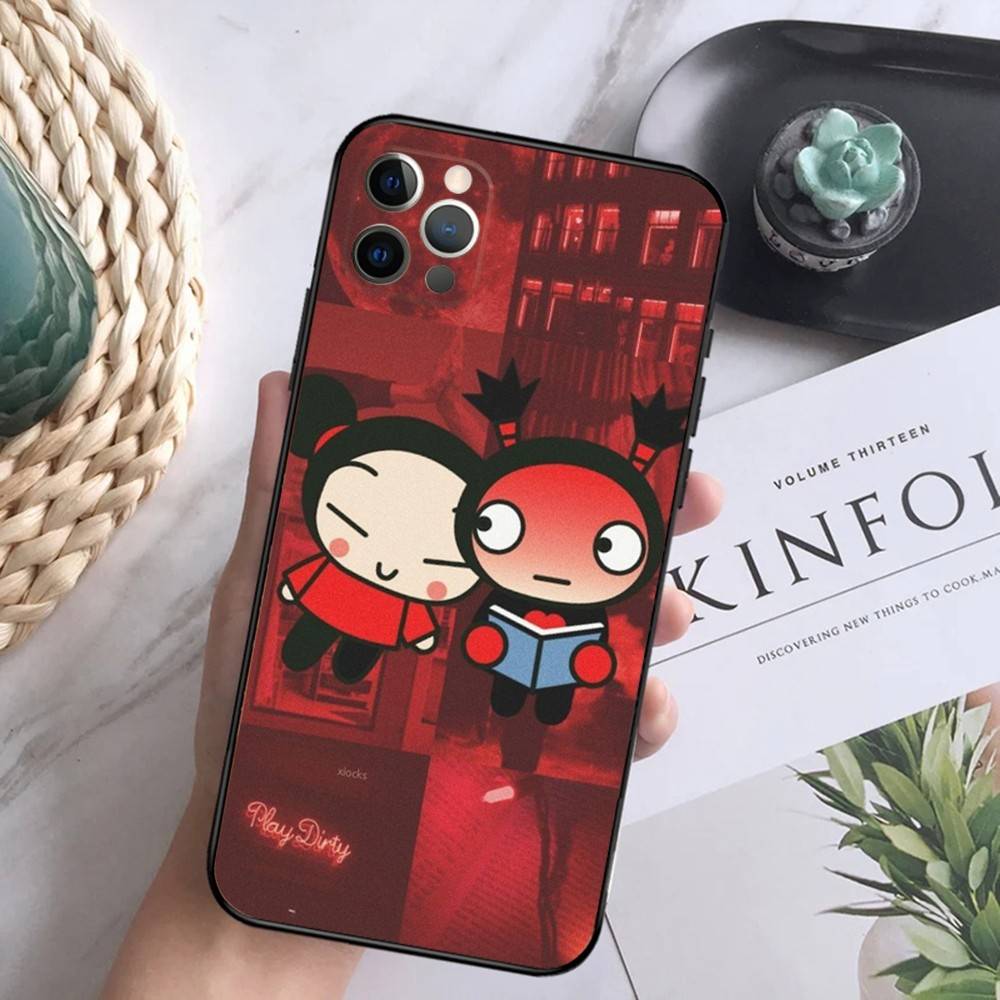 Cartoon P-Pucca Phone Case For iPhone 16,15,14,13,12 Mini 11 Pro XR,X,XS,MAX 7,8 Plus Silicone Cover Soft Black