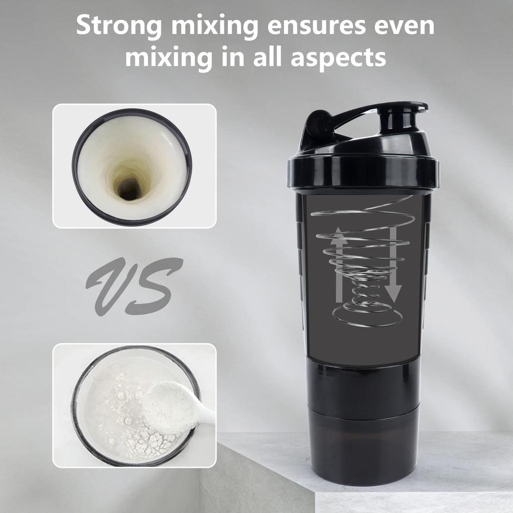 Protein Shaker Flasche Auslaufsichere Flasche für Proteinmischungen 3-lagiger Drehverschluss Shakerbecher Sport Shaker Flasche für Proteinpulver