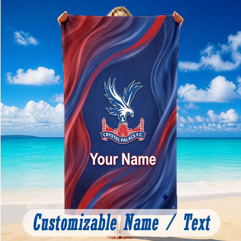 Beach Towel Custom Name Text, Quick Dry Large Towel For Beach HomeCrystal Palace