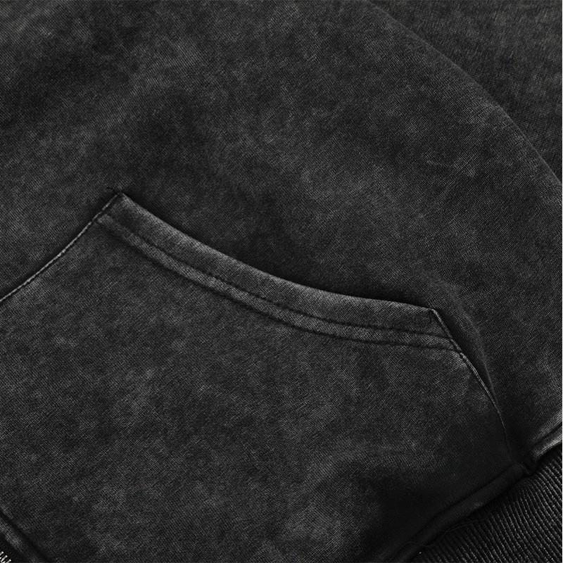Heren Oversized Verweerd Gewassen Hoodie met Rits Streetwear Casual Lange Mouw Katoenen Pullover
