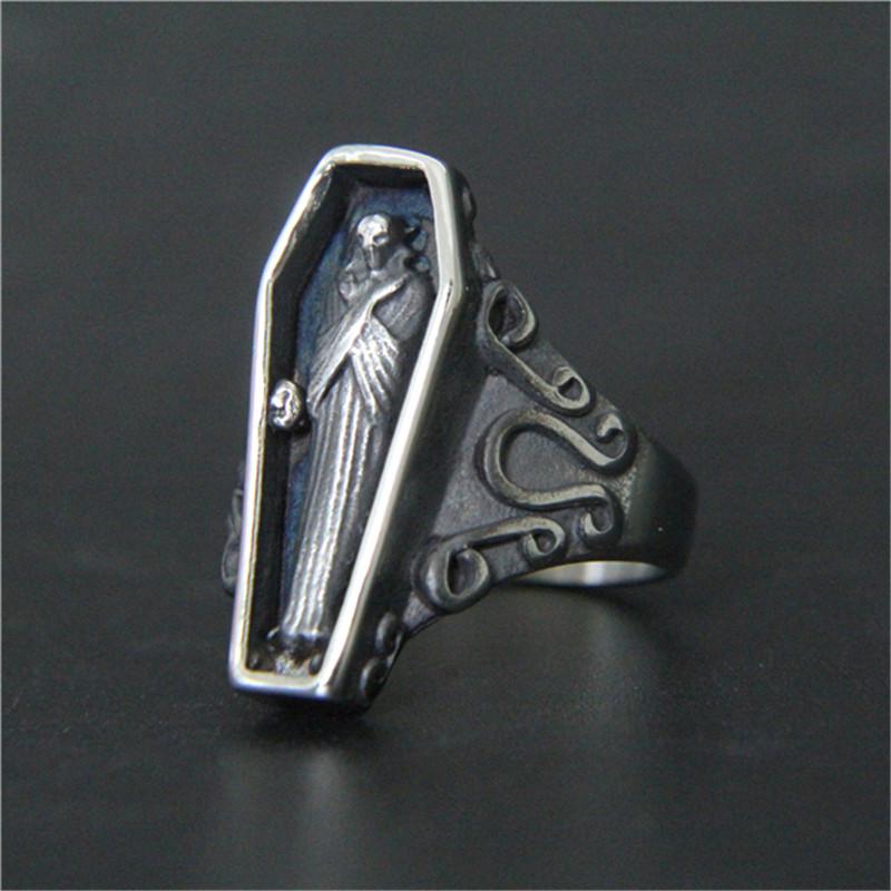 Purple Coffin Mummy Ring 316L Stainless Steel Jewelry Size 7-13 Punk Ring