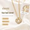 Four-Leaf Clover Diamond-Inlaid Necklace - Elegant, Simple, Versatile Clavicle Chain Design