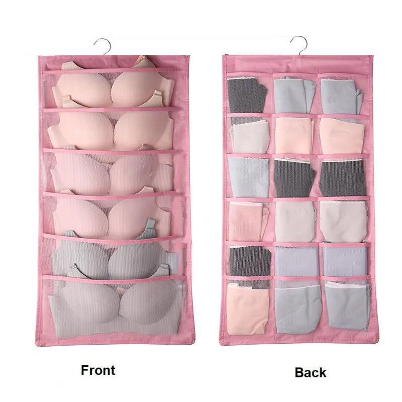 15/24/30/36 Pockets Double 2 Side Hanging Bag Bra Underwear Storage Organiser Tidy Hanger