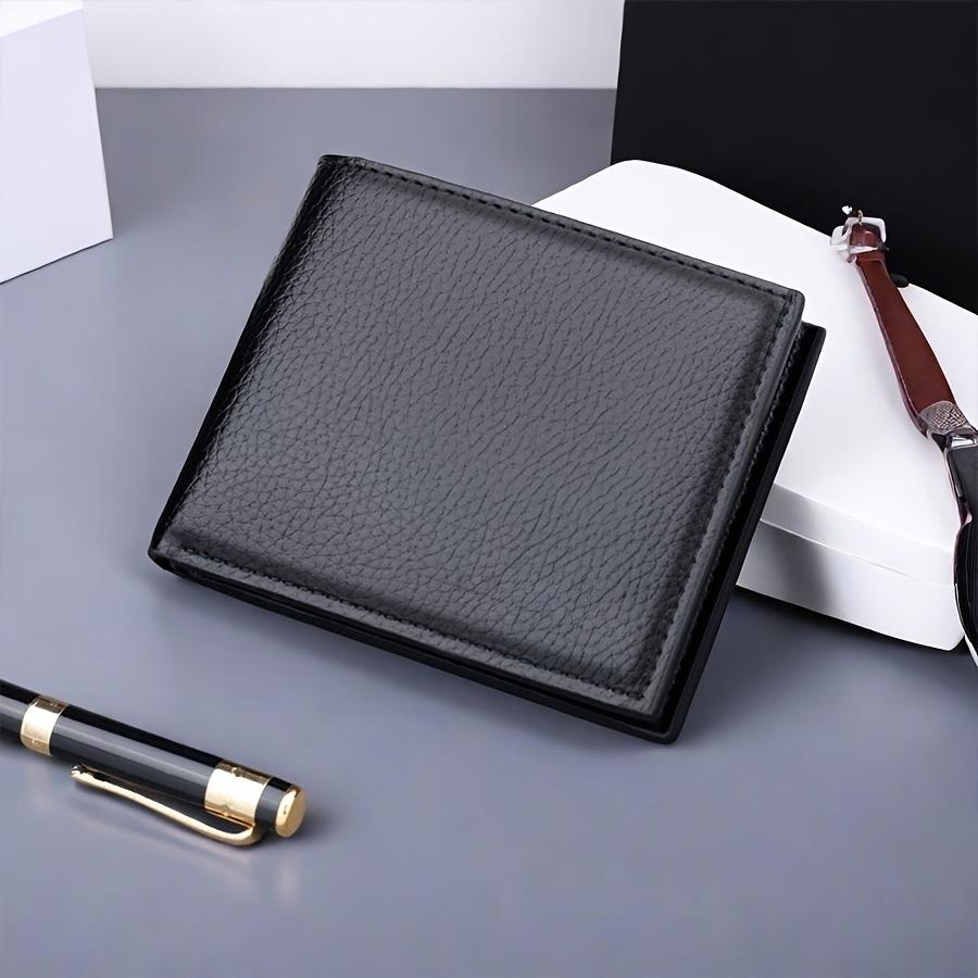 

Мужской короткий кошелек на молнии, горизонтального дизайна, подходит для хранения водительского удостоверения, стильный кошелек для повседневного и делового использования. чёрный