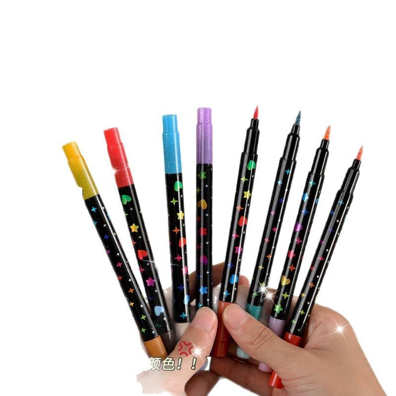 24/48/72/96 Colors Dual Brush Tip Glitter Art Markers Metallic Paint Marker Pens DIY Crafts Birthday Cards, Making Poster, Album