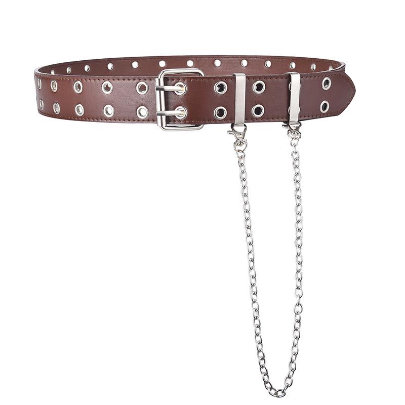 

Meier Air eye belt, unisex punk fashion style grids double exhaust eye belt chain 110cm темно-коричневого кольору
