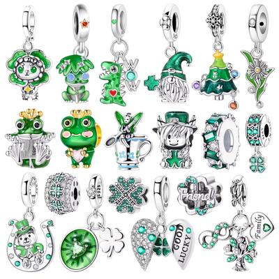 Original Copper Charms Bead Cz Zircon Green Frog Clover Tree Of Life Pendant Gift Fit Bracelet Jewelry Diy Marking