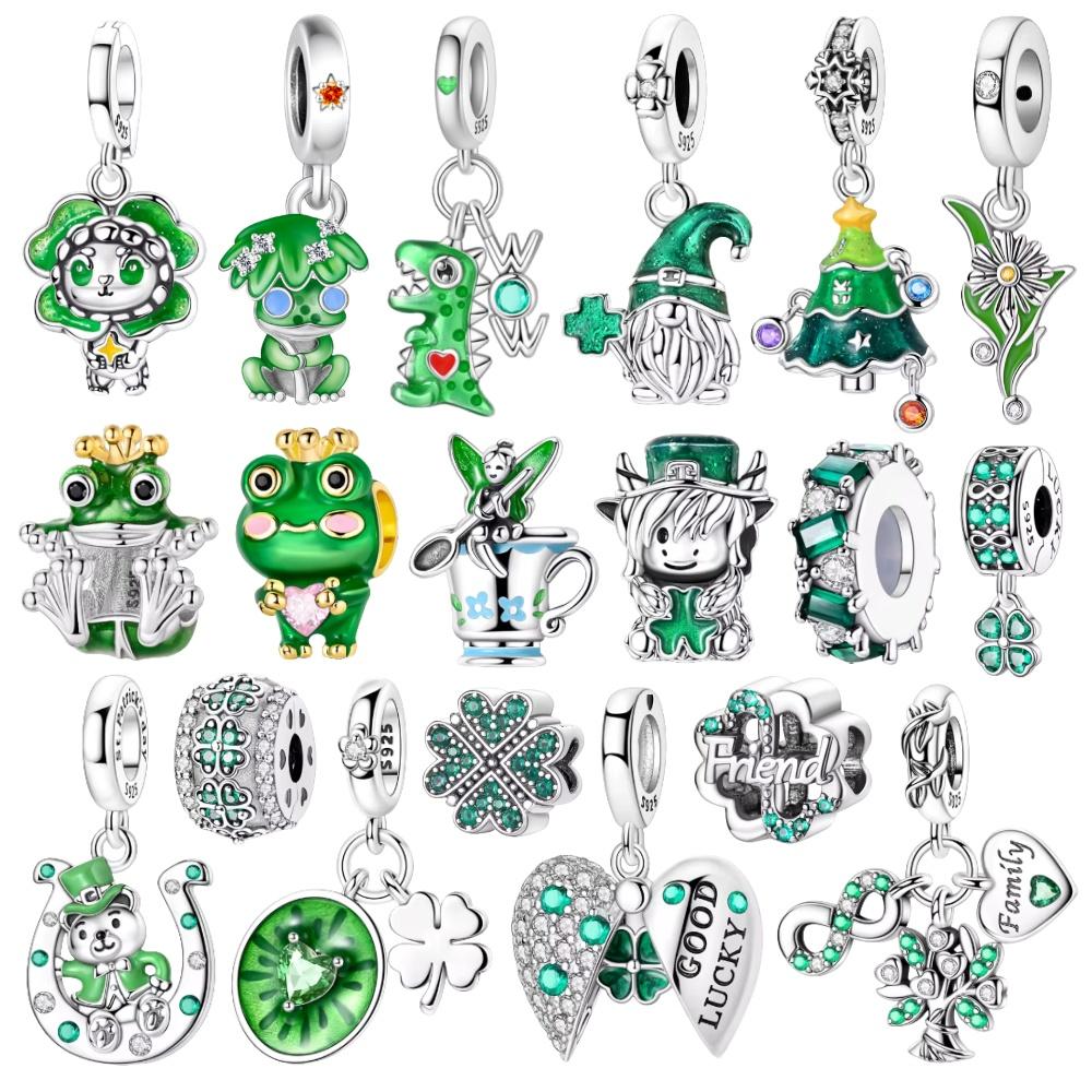 Original Copper Charms Bead Cz Zircon Green Frog Clover Tree Of Life Pendant Gift Fit Bracelet Jewelry Diy Marking