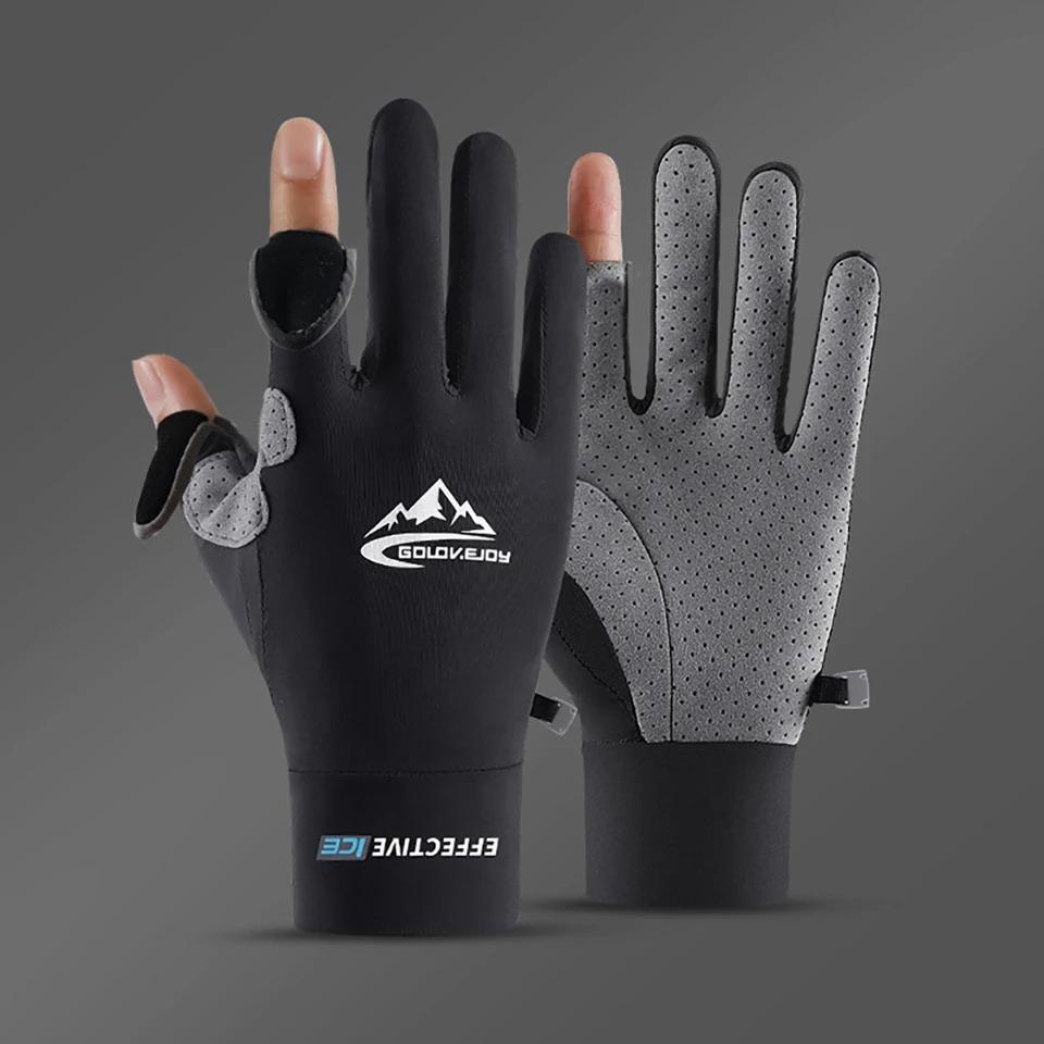 OLIKEI Ice Silk Sun Protection Fishing Gloves for Men Summer Anti-UV Outdoor Sports Cycling Glove Anti-slip Breathable Touch Screen