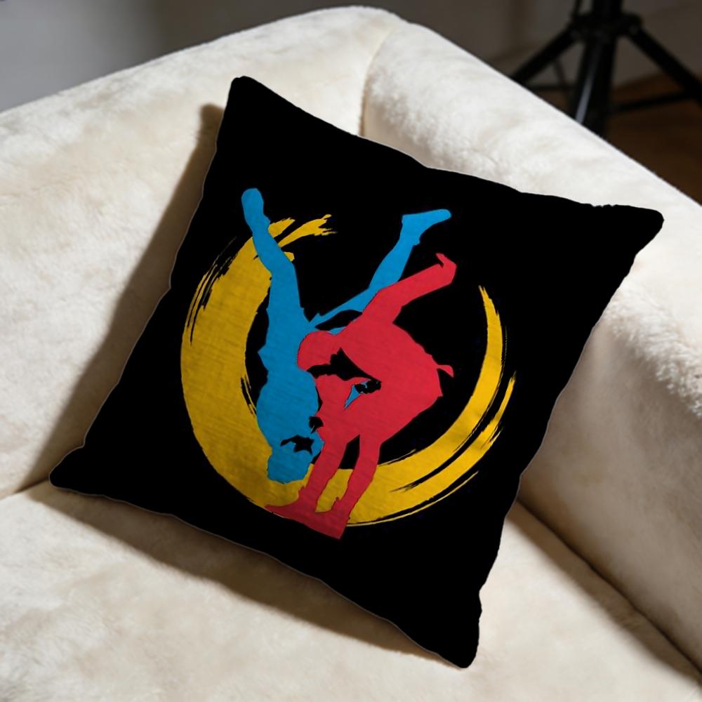 Sports Judo Martial Arts Cushion Cover Soft Decorative Pillow Case Suitable for Bedroom Sofa Car Travel Use