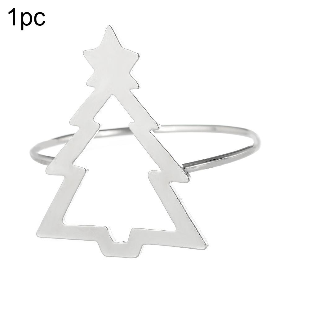 

1 шт. Рождественские кольца для салфеток, полые, в виде рождественской елки, держатели для салфеток, золотые пряжки для салфеток для рождественской свадебной вечеринки, украшение стола серебряный