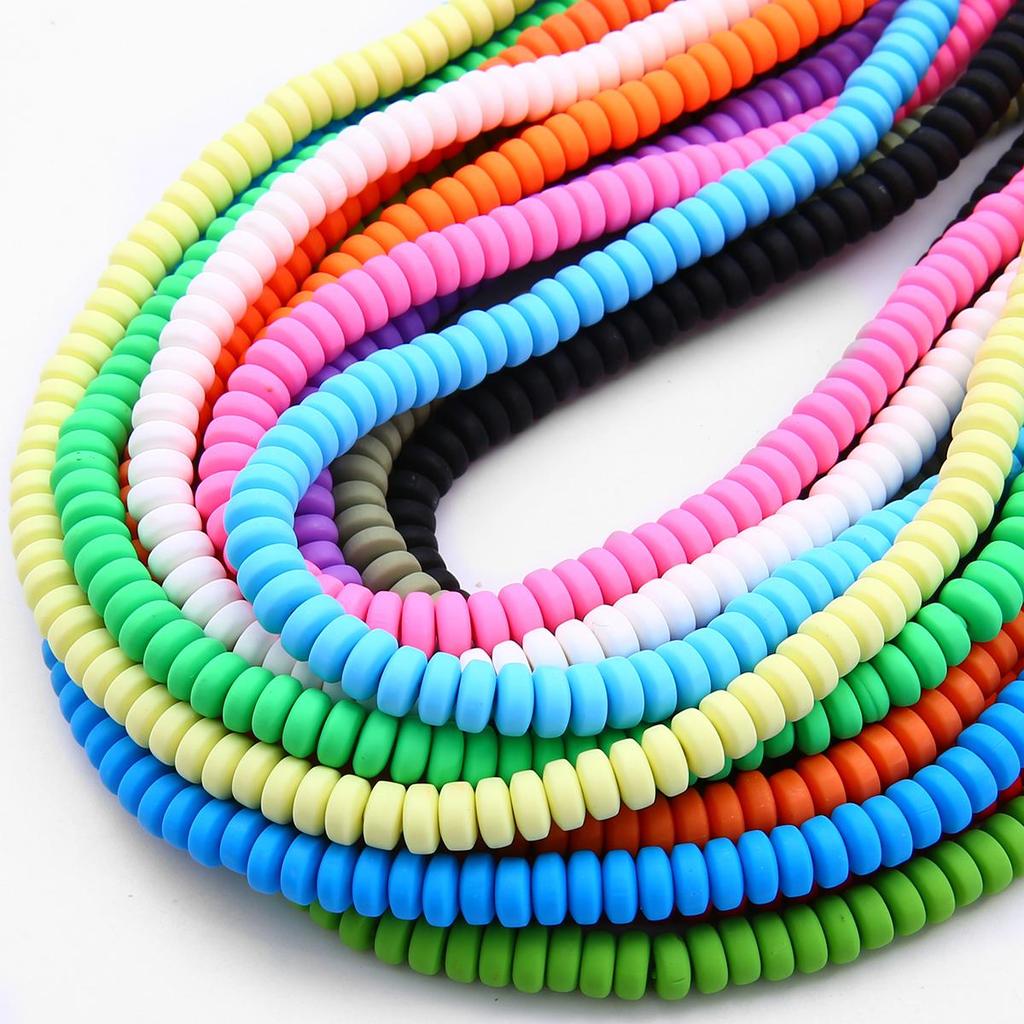 110pcs 7x4mm Flat Round Polymer Resin Clay Disk Handmade Beads For DIY Jewelry Making