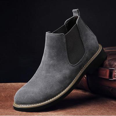 Pánské módní chelsea boty z hovězí semiše nazouvací kotníkové boty pánské podzimní zimní boty H85