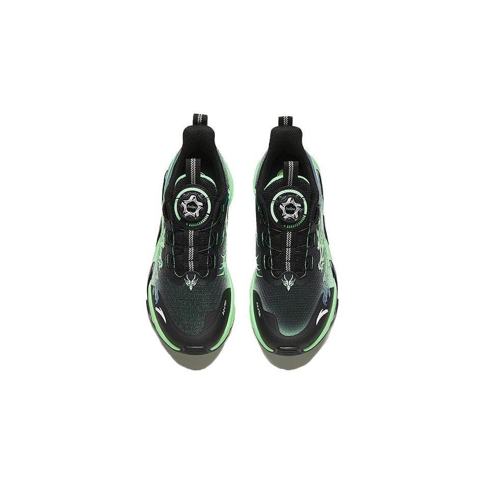 Anta Childrens Red Flame Non-Slip Anti-Kick Shock Absorbing Wear-Resistant Low-Top Childrens Running Shoes Kids sneaker Black Green 312415511-4