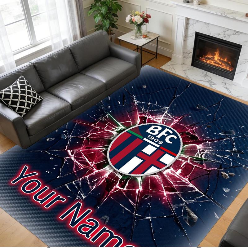 Crystal Velvet Rug Custom Name Text, Soft Non Slip Floor Mat Home DecorBologna FC