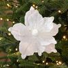 1 Pcs Poinsettia Artificial Flowers Christmas Tree Ornaments Velvet Glitter Magnolia Flowers for Xmas New Year Party Wedding Holiday DIY Decorations,