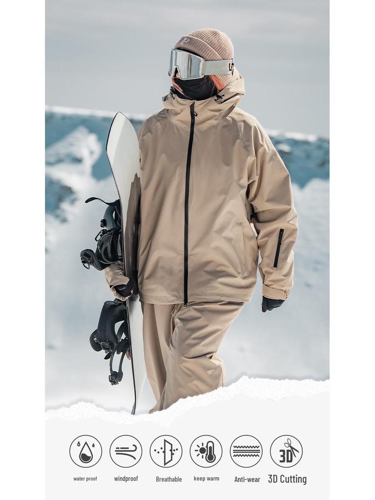 2526 Ski Suit: Men's & Women's Solid Color, Windproof, Waterproof, Breathable Snowboard Workwear, Couple's Professional Ski Gear.