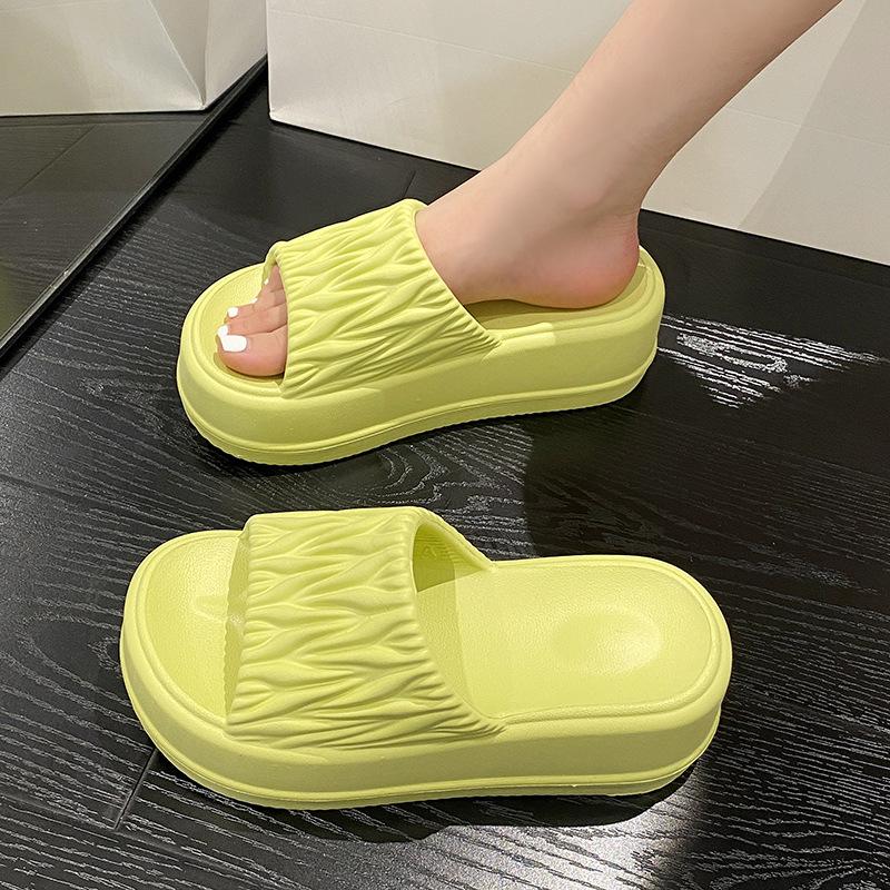 Neue Sommer Damen EVA Plateau Pantoletten Peeptoe Outdoor Freizeit Schuhe für Frau Flache Sohle Bequem Rutschfest Strand Pantolette