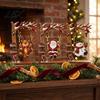 Winter Holiday Home Decor Christmas Wooden Ornaments, Santa Snowman Figurine with Moving Festive Fireplace Ornaments Swing, Rustic Tabletop