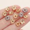 5/10Pcs/Lot 14K/18K Gold Color Plated Brass Hollow Flower Beads Caps Spacer Beads for DIY Jewelry Findings Making Supplies