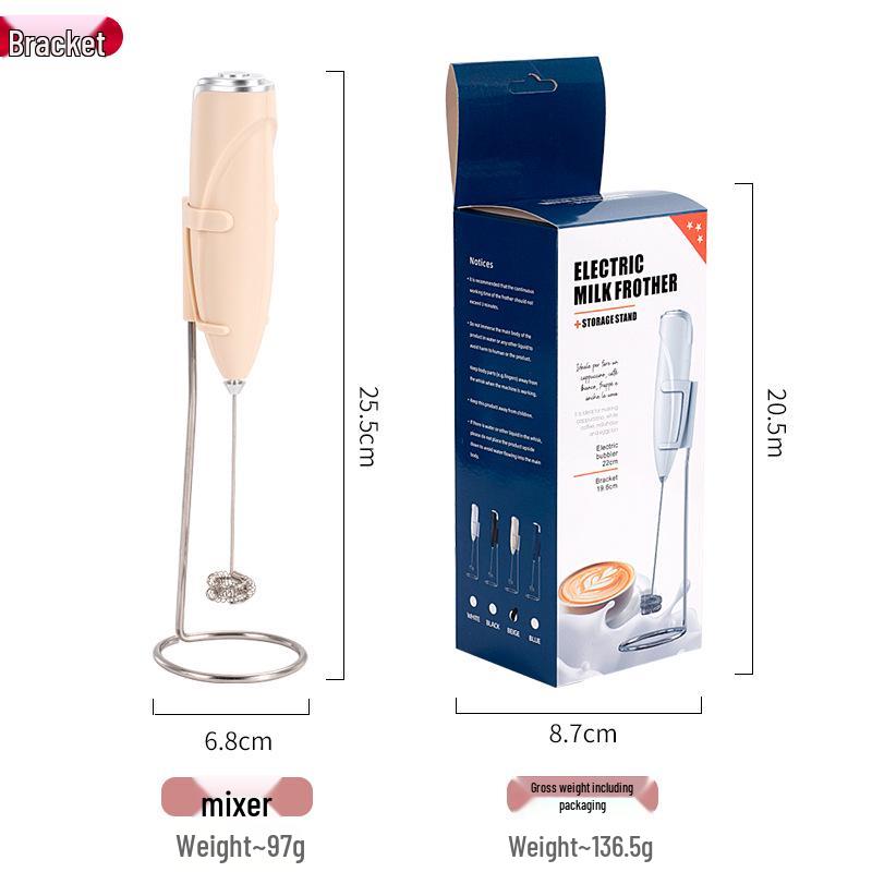Compact Electric Milk Frother with Stand - Battery-Powered Coffee and Egg Beater