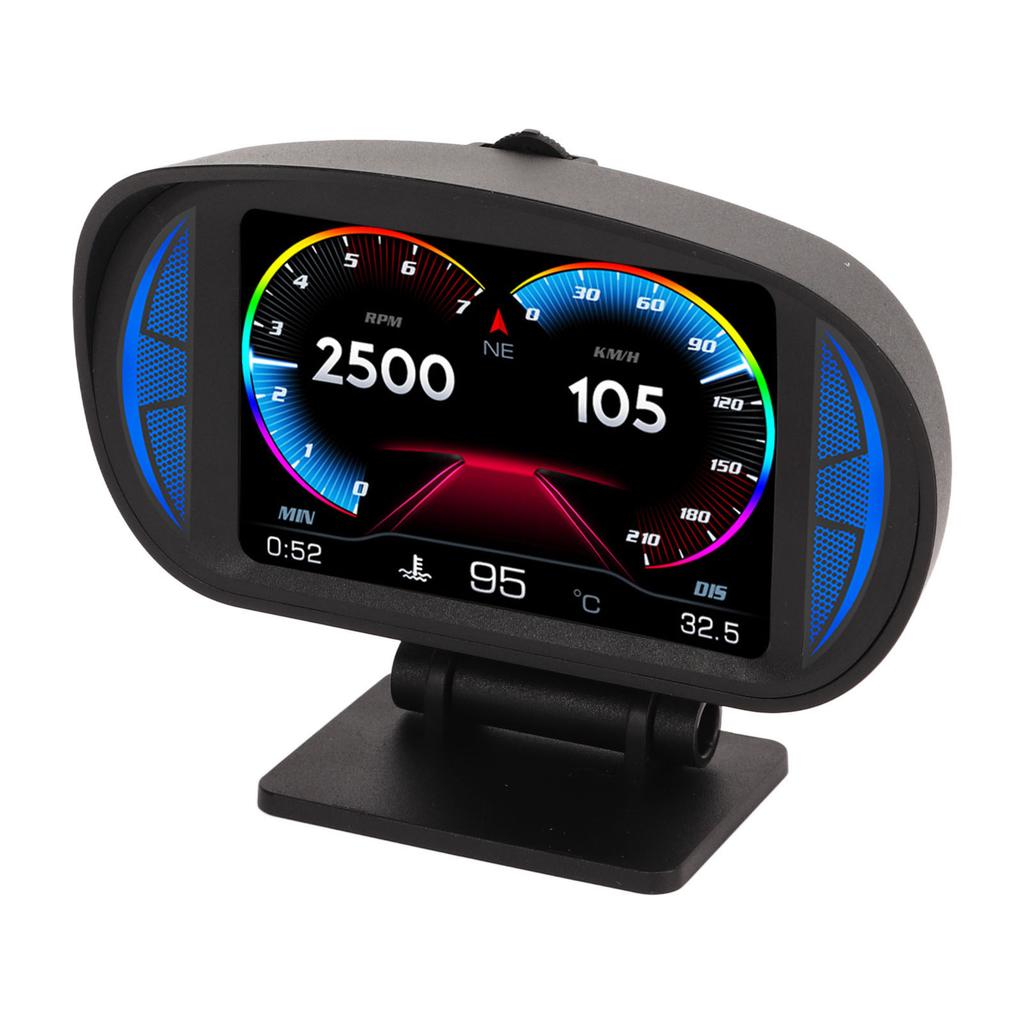 Car HUD Display OBD2 GPS Mode with Inclinometer Compass Speed RPM Warning Function Universal for Cars