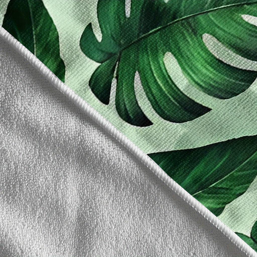 1pc Leaf print beach towel, made of polyester, machine washable, suitable for travel, swimming pools, and camping.