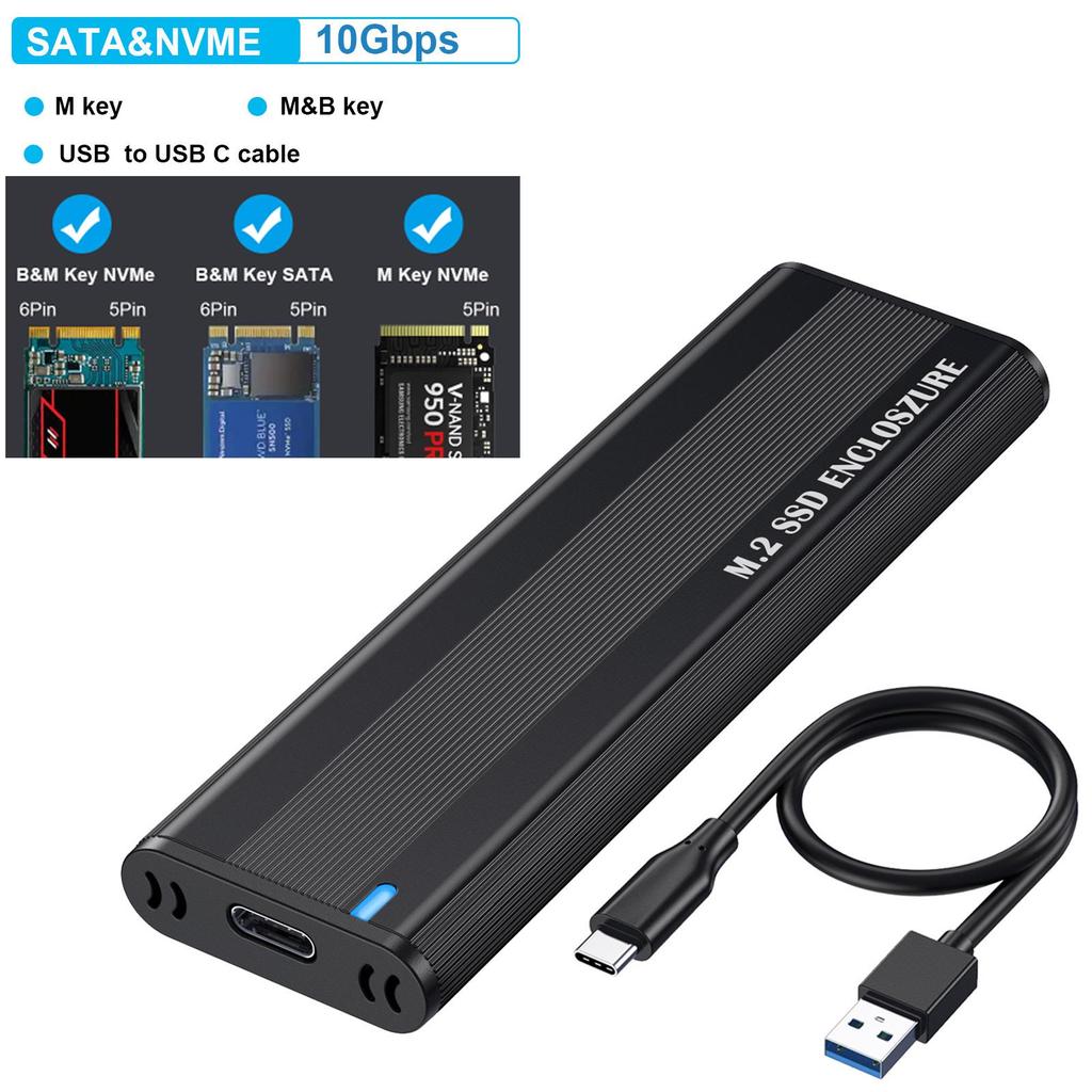 Carcasa SSD M.2 NVMe Tipo-C de Protocolo Dual Sin Herramientas