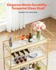Bar Cart, 3 Tiers Home Kitchen Serving Carts, Modern Rolling Utility Station on Wheels, Mobile Drink Beverage Trolley with Wooden Shelf, Wine Rack,