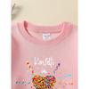 European sizes Confetti Heart Celebration Girls' Crew Neck Sweatshirt, Autumn Winter Western Top, Long Sleeved Casual.