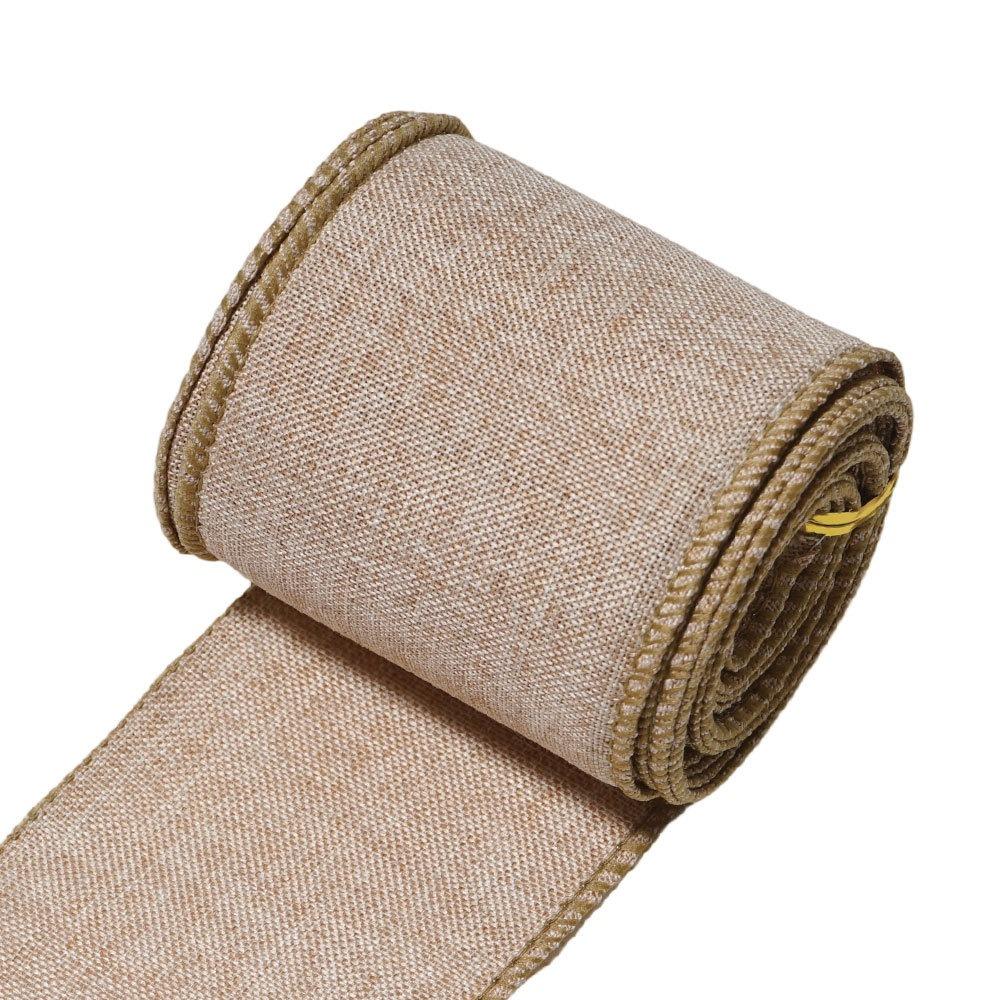 5 Yards/63mm Jute Drahtband Imitation Leinen Bunt Geschenkverpackung Juteband Einfarbig Geschenkverpackung Band