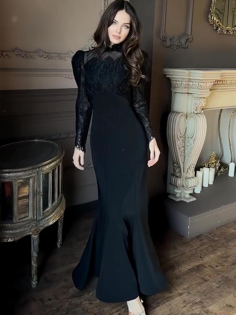 2026 Νέο Έτος Ευρωπαϊκό & Αμερικανικό Λεπτό Φθινοπωρινό Γαλλικό Μακρύ Φόρεμα με Στένωση στη Μέση