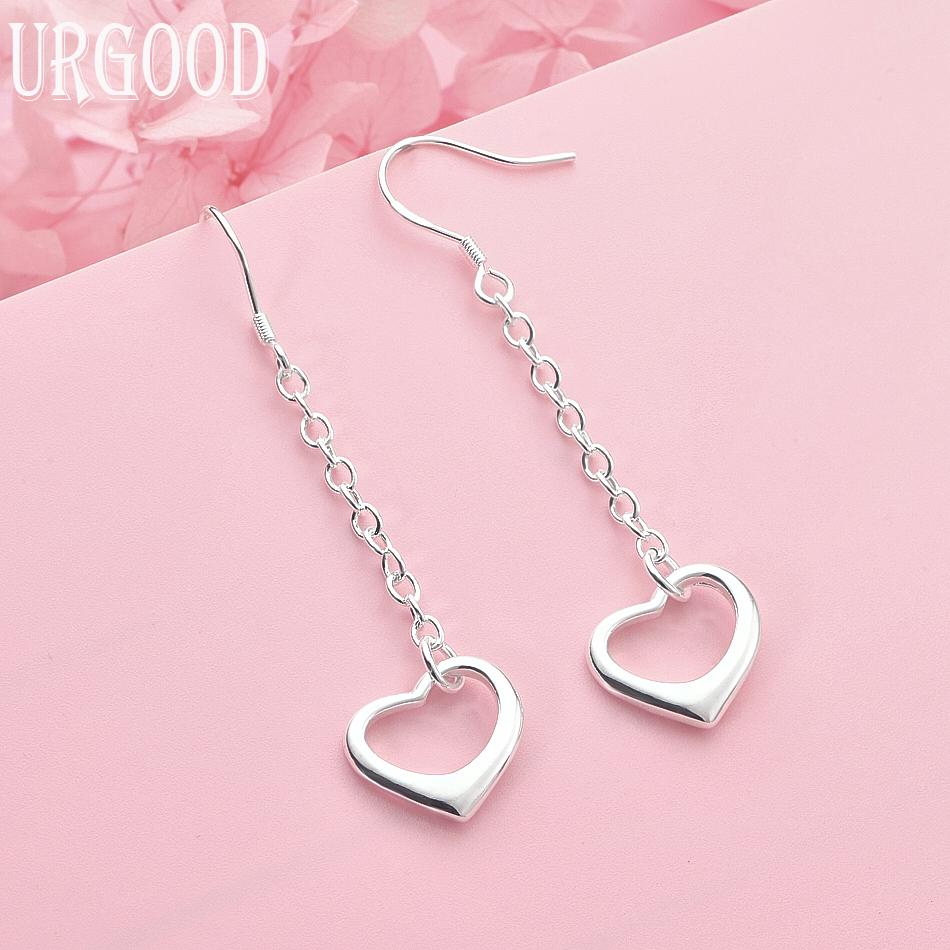 

Модные серьги-сердечки из стерлингового серебра 925 пробы, свадебные украшения 6.30*1.40cm