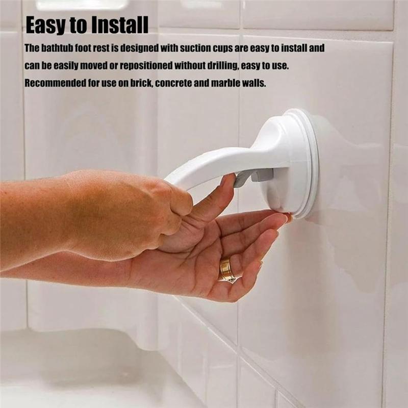 Shower Step,Handles, Suction Cups& Suction Foot Rest- 2Pcs Bathtub Step Stool Portable Shower Bench