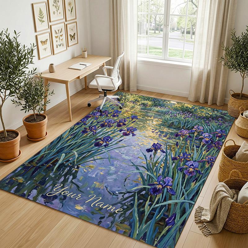 Hummingbirds Tropical Theme Soft Crystal Velvet Rug Custom Name & Text Print Non Slip Floor Rug for Bedroom Living Room