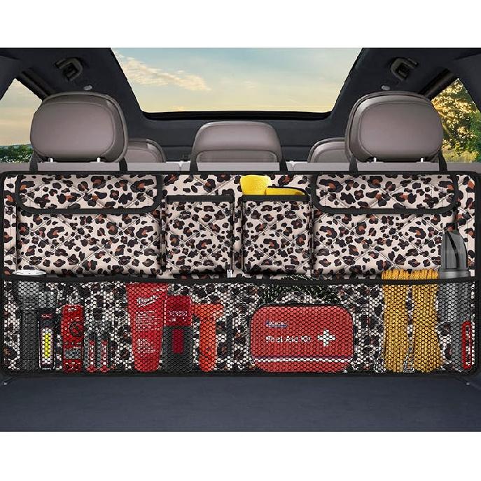 Femuar Car Trunk Organizer, Large Capacity Backseat Trunk Organizer (42"*18"), Collapsible Car Storage Bag With 8 Pockets, SUV/MPV/Truck - Black