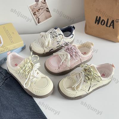 Fashion Women's Sneakers Summer Breathable Mesh Lightweight Hiking Shoes Fashion Cross Tied Comfortable Casual Flat Shoes Zapatos Mujer
