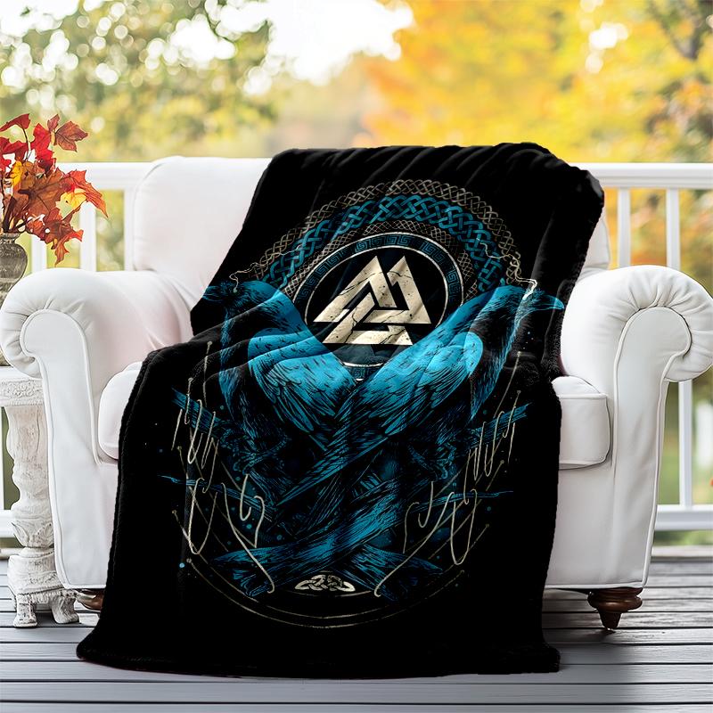 Nordic Mythology Flannel Blanket Soft All-Season Throw, Design for Camping, Car Travel, Hiking Sofa, Bed, Office Perfect Gift for Parties