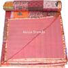 Aizza Trends Handmade Pure Cotton Patch and Patola Work Kantha Quilt - Traditional Indian Throw Blanket-Vintage Cotton Silk Saree Quilt