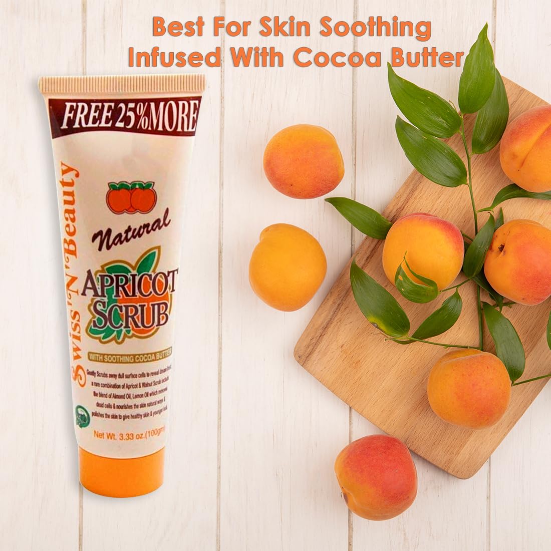 Adbeni Natural Apricot Scrub 212g Pack of 2, Improved Texture, Anti-Aging, Spa-quality, Gentle Exfoliation, Moisturizing, Sulfate-Free, Cruelty-Free