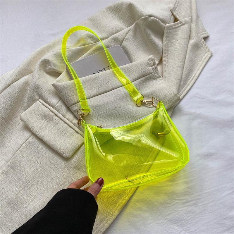 Trendy Street Style Small Pvc Square Shoulder Bag For Women Summer 2023 Fashionable And Simple Underarm Bag With Zipper Closure