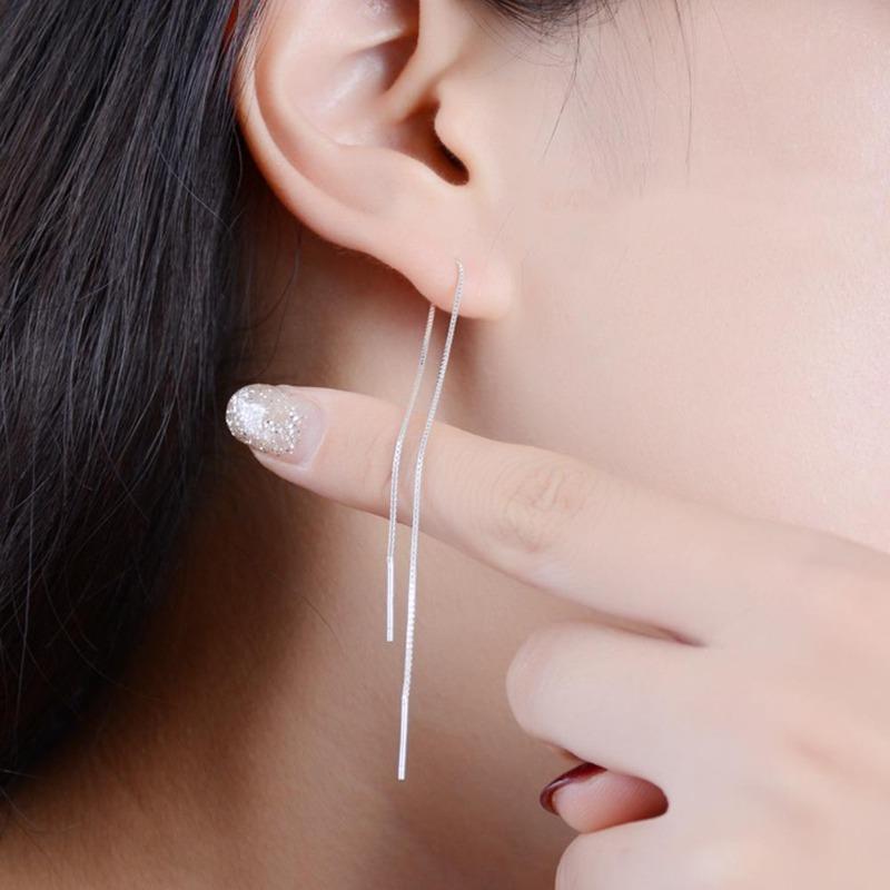 1 pezzo alla moda da donna lunga catena lineare ciondola la linea dell'orecchio infila orecchino gioielli regalo