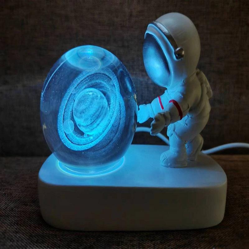 Astronaut Creativ 3D Minge de Cristal Led Lumină de noapte pentru Dormitor Copii Planetă Spațiu Lampă Sistem Solar USB Cadou de Crăciun pentru copii