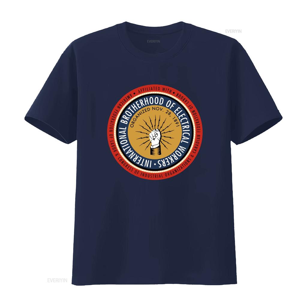 Vintage Retro Electrical Workers Union Badge Print Casual T Shirt vintage Washed designer clothes fashion Stretched Versatile