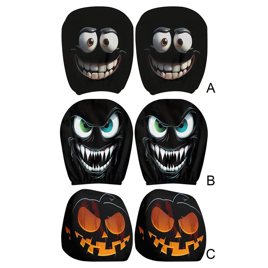 2pcs Halloween Headrest Covers Car Headrest Covers Decorative Cushion Cover Elastic Head Rest Covers Interior Car Accessories