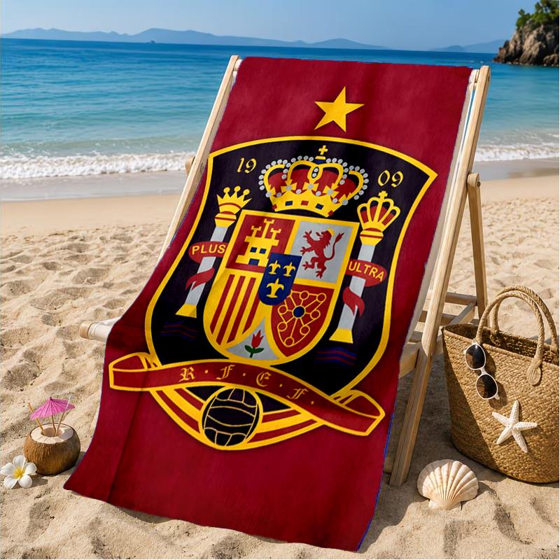 Asciugamano da Spiaggia con Stemma Calcio Spagna, Asciugamano da Spiaggia in Microfibra, Perfetto per Piscina, Spiaggia, Viaggio, Decorazione Casa, Regali per Fan di Feste in Spiaggia