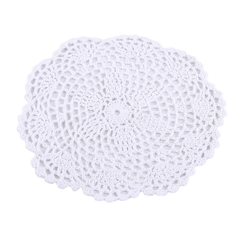 Crochet Doilies Handmade Round Cotton Lace Table Placemats Knitted Tablecloth for Home Kitchen Dining Room Wedding Party Decoration